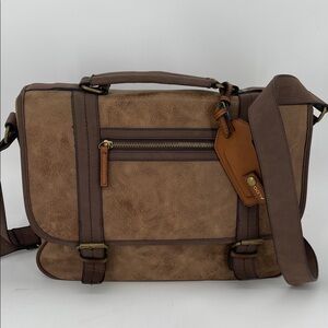 Aldo Faux Leather Tan and Brown Messenger Bag
